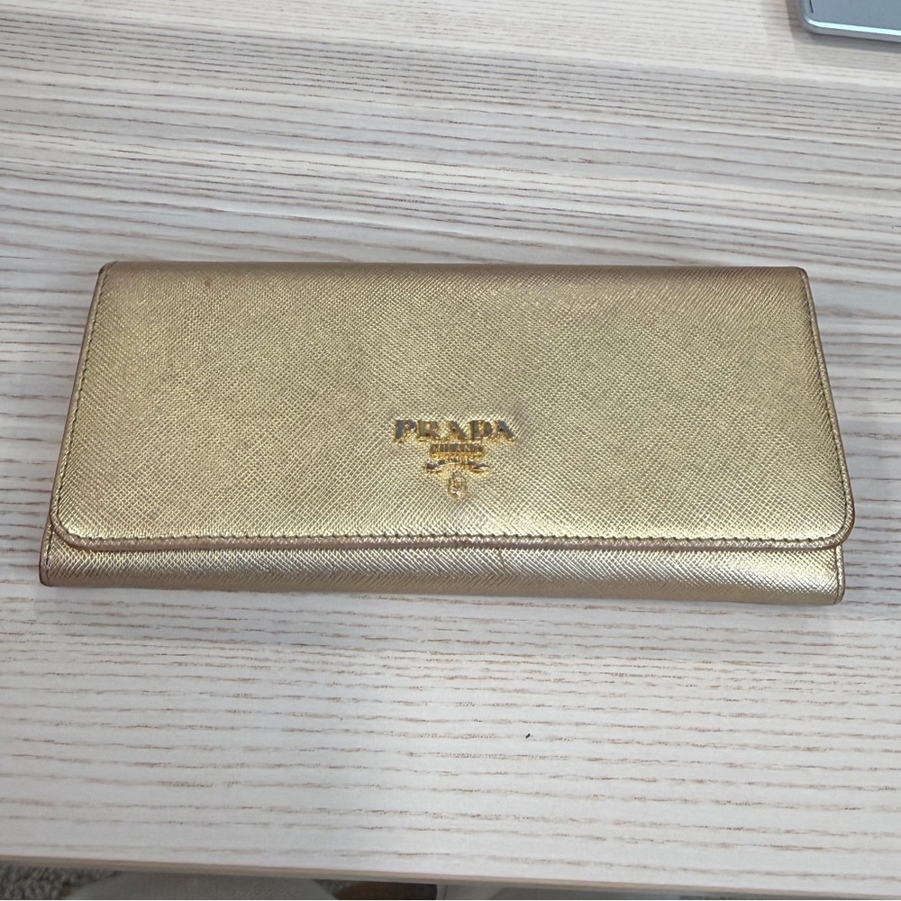 Prada Gold Metallic Wallet